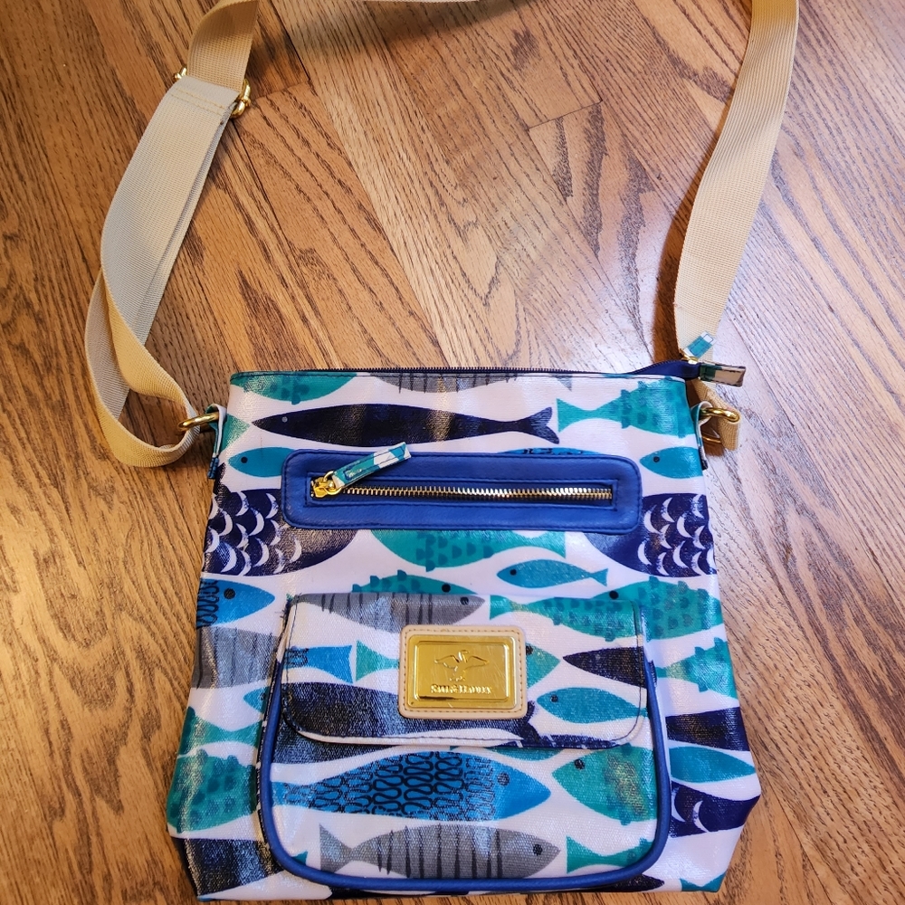 Fish Sardine Print Cross Body Bag Purse Sam & Hadley Limited Edition RARE